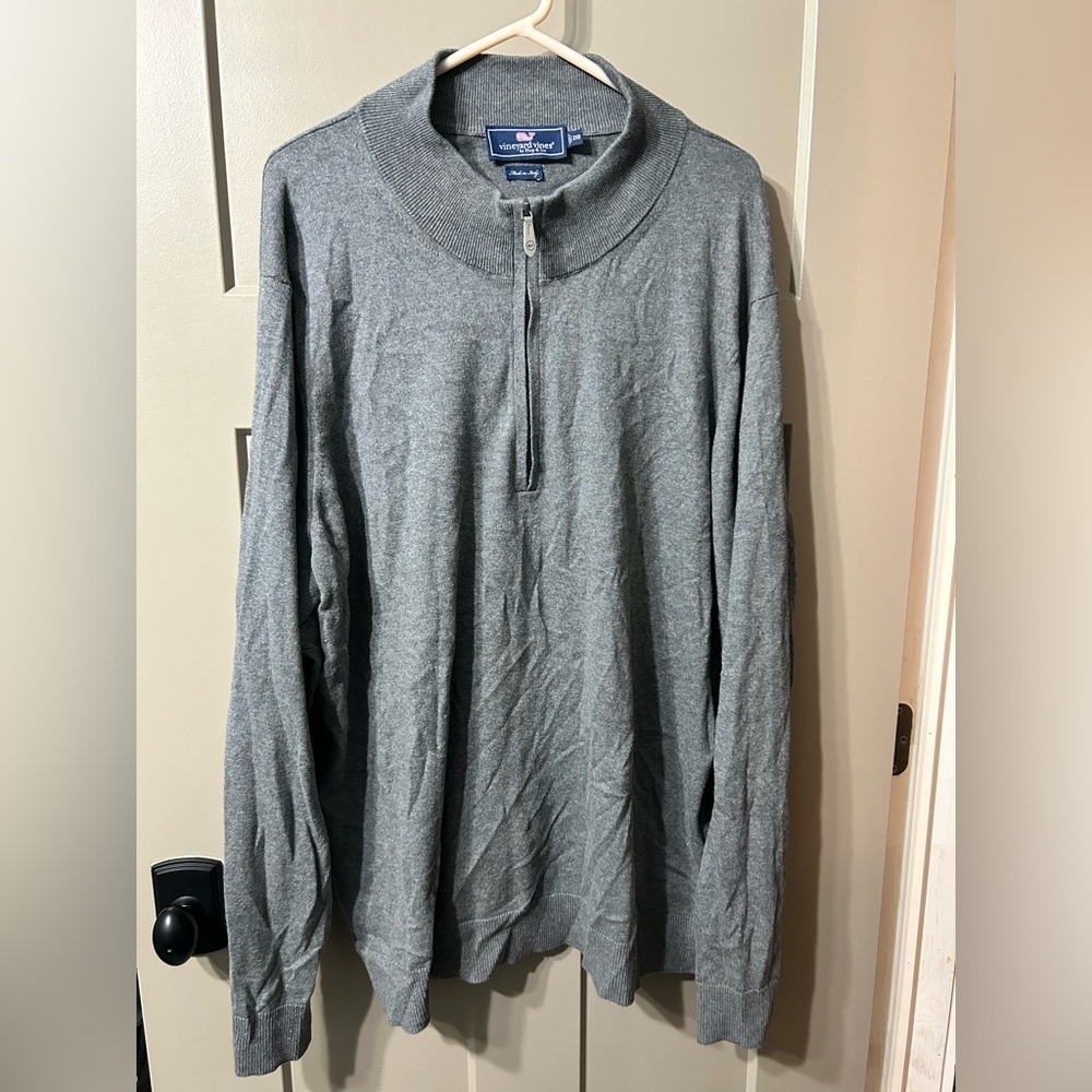 Vineyard Vines Men's Charcoal Gray Half-Zip Pullover Cashmere cotton blend